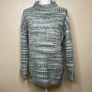 OLD NAVY Small Green & Cream Marled Mock Neck Wool Blend Tunic Length Small